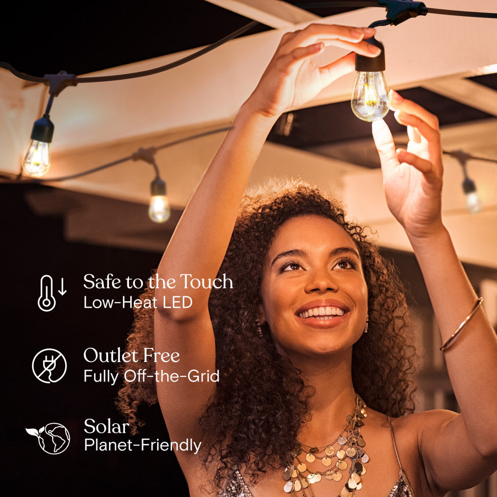 Brightech Ambience Pro Solar - 3000K Soft White Hanging Filament Bulbs, 27 Ft