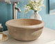 Natural Stone Light Travertine Drop-in Vessel Sink (D)14" (H)6"