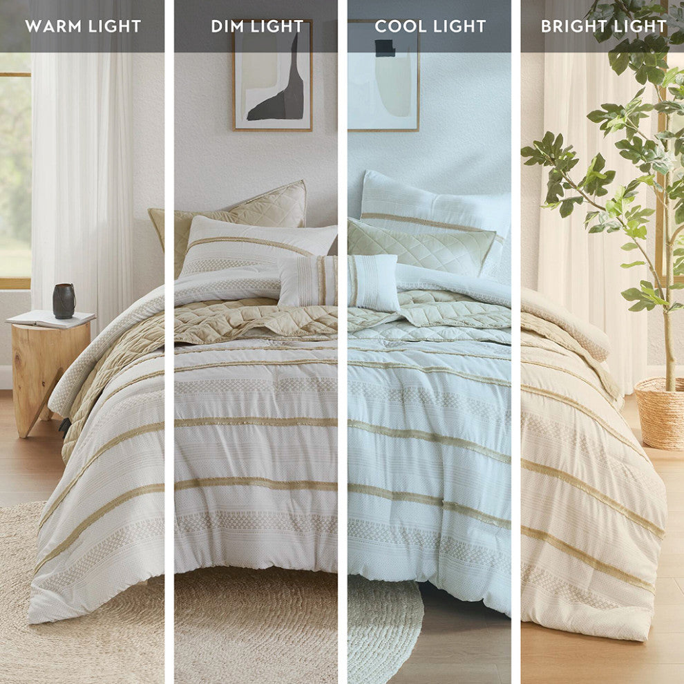 Madison Park Carolina 7 Piece Stripe Comforter and Quilt Set