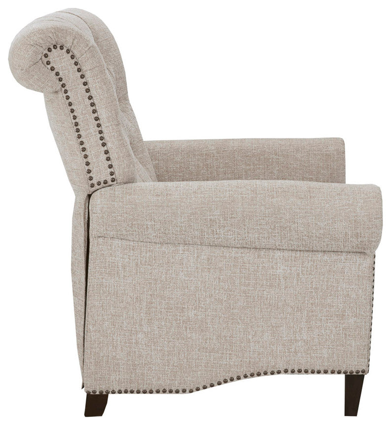 Aidan Rolled Back Push Back Recliner Accent Chair, Cream