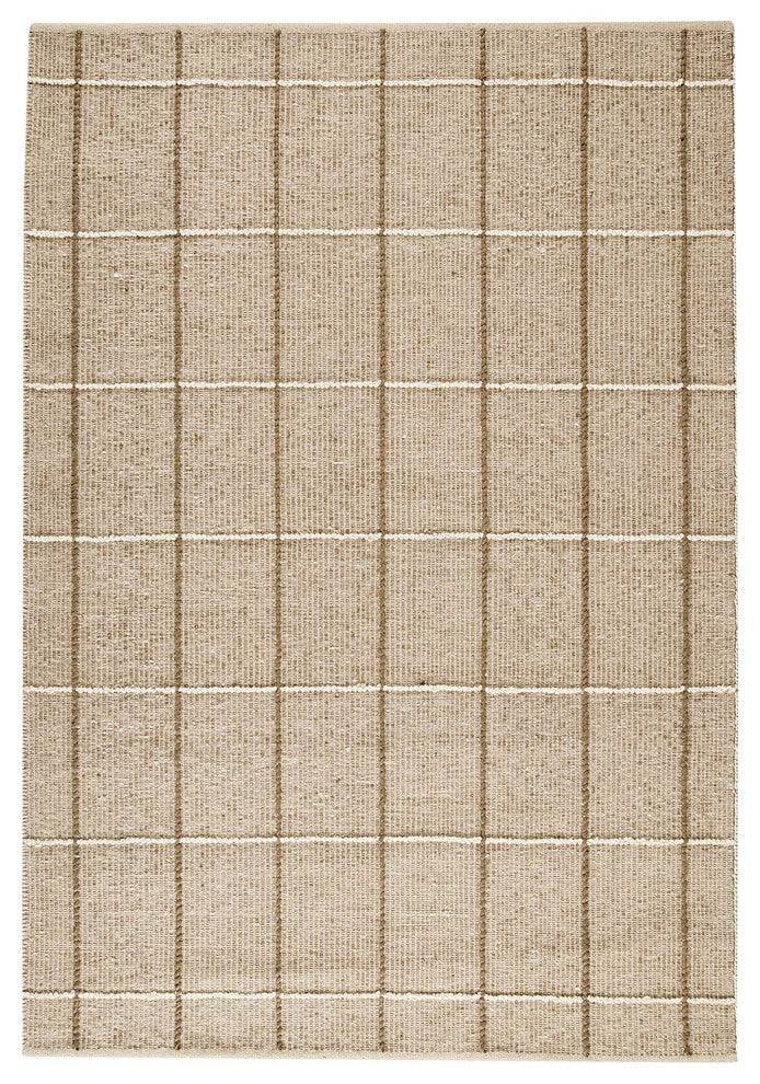 Hand Woven Beige Wool Area Rug