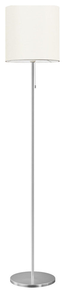1x100W Floor Lamp w/ Aluminum Finish & White Fabric Shade