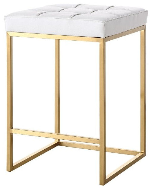 Pipe Bar Stool-White/Gold