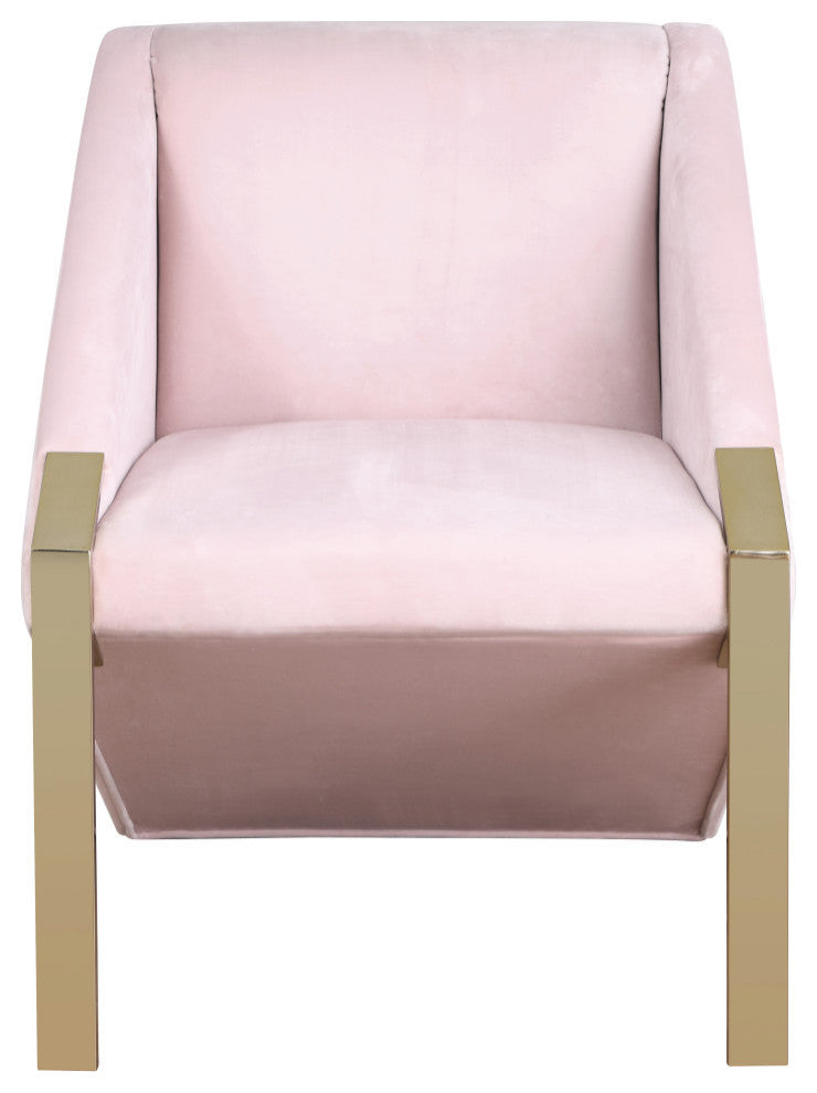 Rivet Velvet Upholstered Accent Chair, Pink