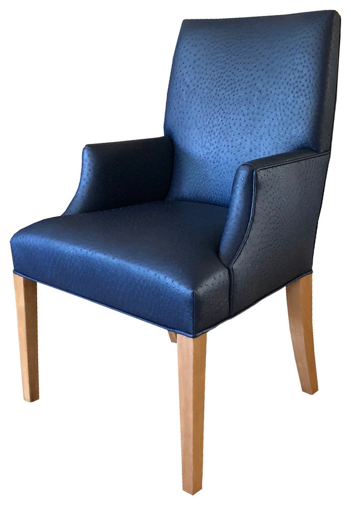 Gatsby Square Back Dining Chair, Natural Walnut Legs, Kravet Ophidian Midnight