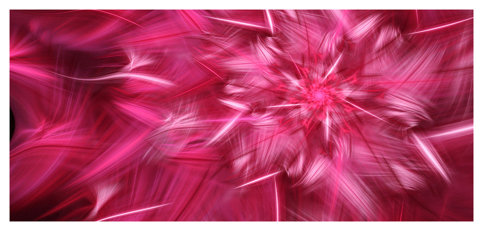Rotating Fractal Pink Fireworks, Large Floral Canvas Art Print, 60"x28"