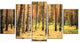 Beautiful Pine Forest at Sunset, Modern Forest Canvas Art, 60"x32", 5 Panels
