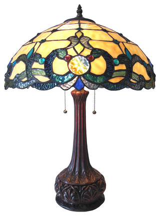 CHLOE Lighting DOUTZEN Tiffany-style 2 Light Victorian Table Lamp 18" Shade