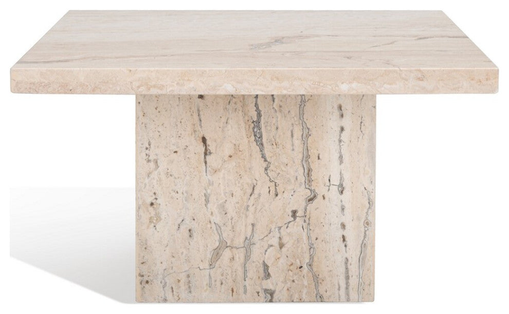 Safavieh Couture Olivia Square Travertine Accent Table Off White