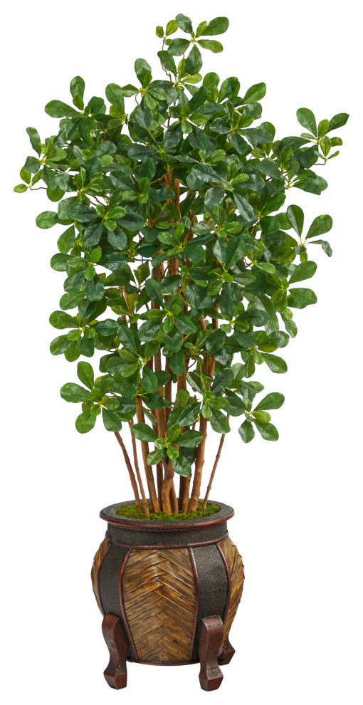 4.5' Black Olive Artificial Tree, Decorative Planter