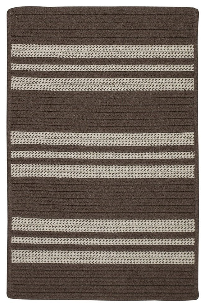 Sunbrella Southport Stripe UH09 Mink Sunbrella Area Rug, Rectangular 3'x5'