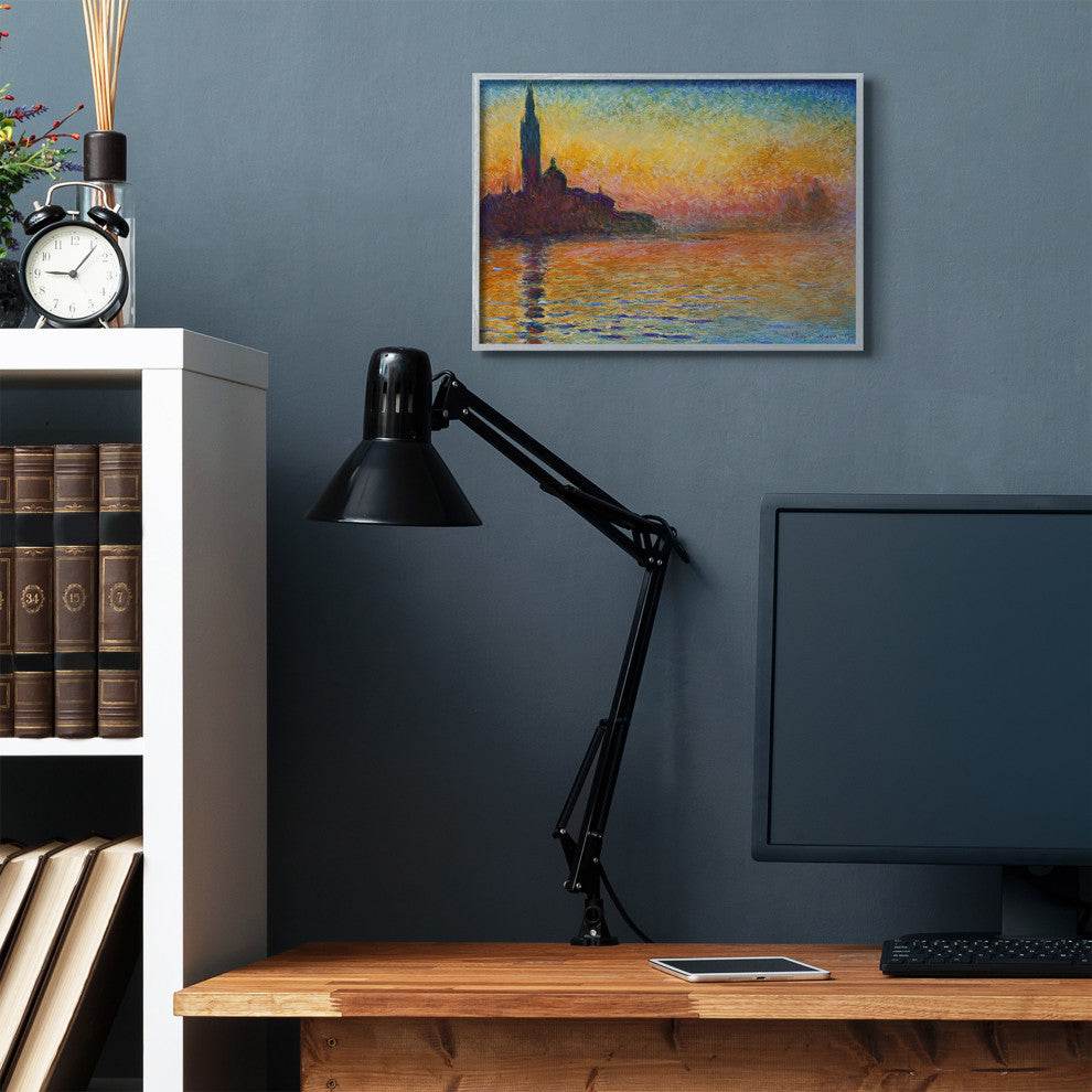 City Silhouette Rainbow Landscape Monet Classic Painting, 16"x20"