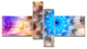 Blue Fractal Petals Dandelion, Floral Canvas Art Print, 60"x32", 4 panels