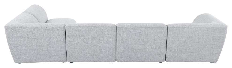 Miramar Linen Textured Fabric  5-Piece Modular L-Shaped Sectional, Grey