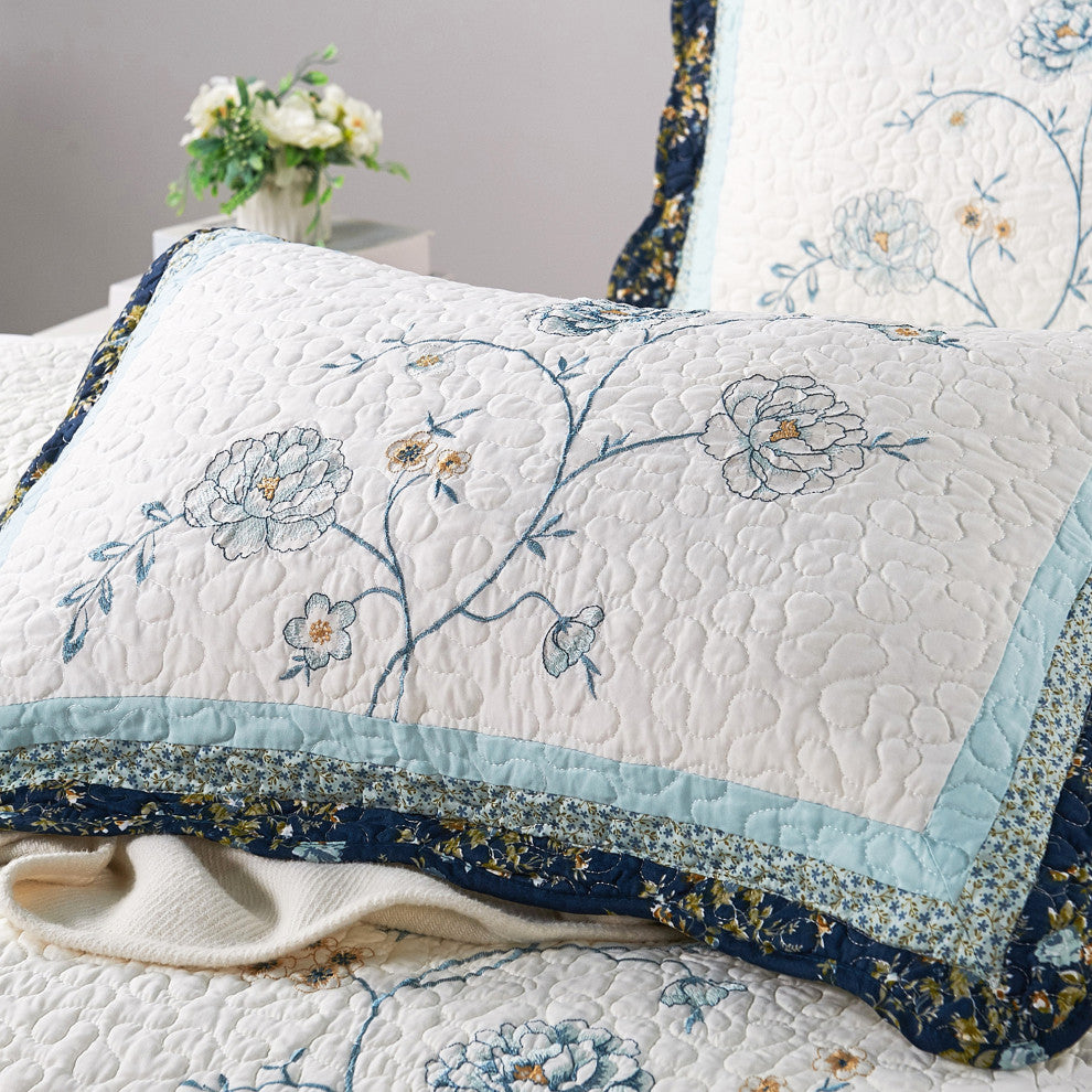 Serenta Dorset 3-Piece Bed Spread Coverlet Set, Blue, King, 102"x90"