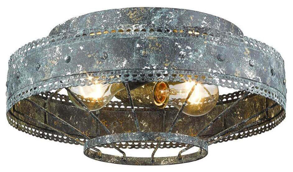 14 Inch Flush Mount, Blue Verde Patina
