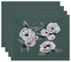 Radiant Rose 18"x14" Green Floral Print Placemat, Set of 4