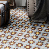 Ahfir Handmade Cement Tile, Brown/Blue/Yellow, Sample