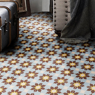 Ahfir Handmade Cement Tile, Brown/Blue/Yellow, Sample