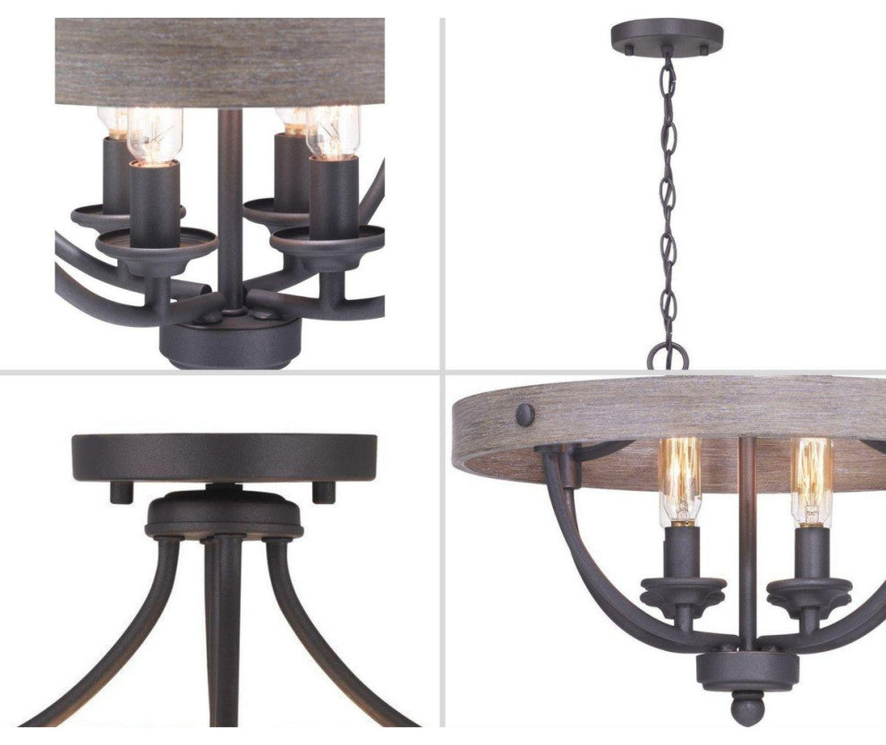 Gulliver Collection 4-Light Semi-Flush Convertible, Graphite