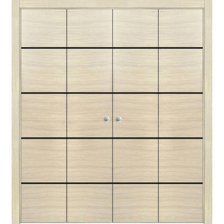 Double Bi-fold Doors | Planum 0015 Natural Veneer with  | Sturdy Tracks