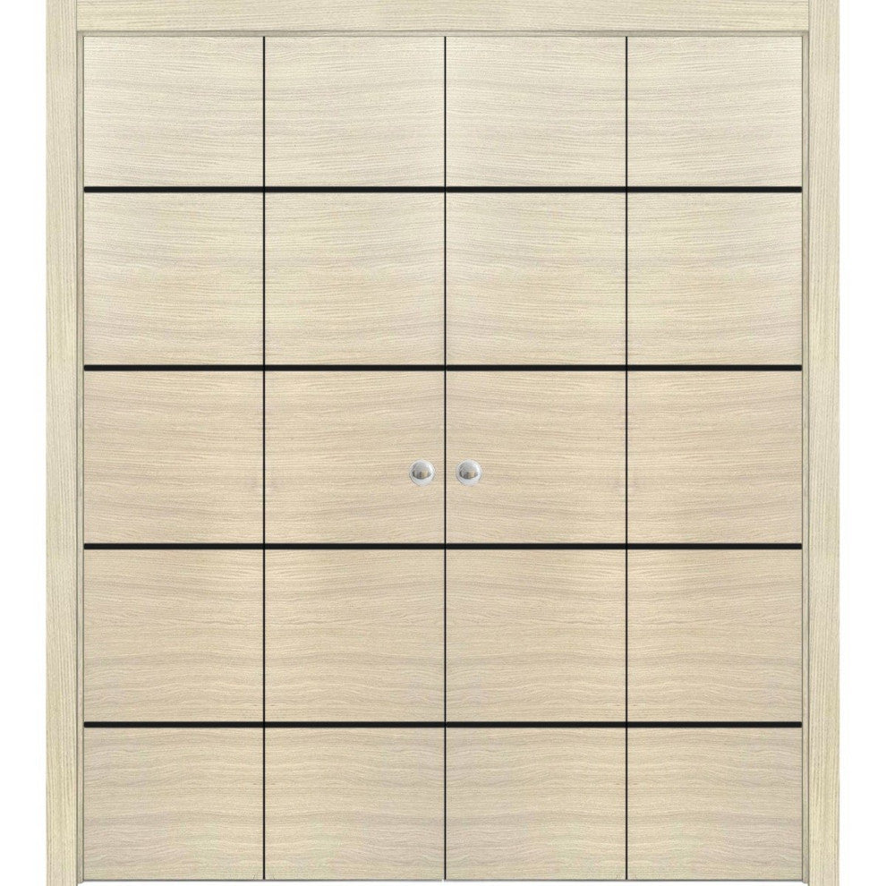Double Bi-fold Doors | Planum 0015 Natural Veneer with  | Sturdy Tracks