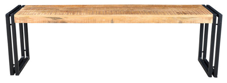 Timbergirl Reclaimed Mango wood Bench, 50" Wooden Bench With Iron Legs