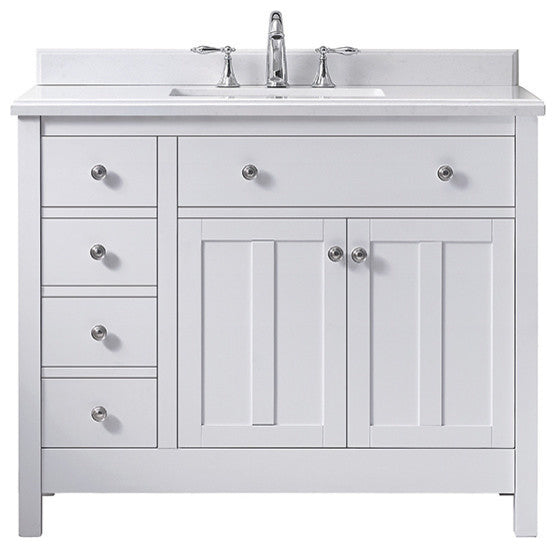Newcastle Single Vanity, White, 42 in, Single Sink