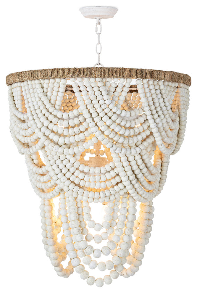 Regina Andrew Lorelei Wood Bead Chandelier, White