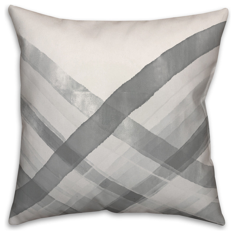 Abstract Grey Waves 18x18 Throw Pillow