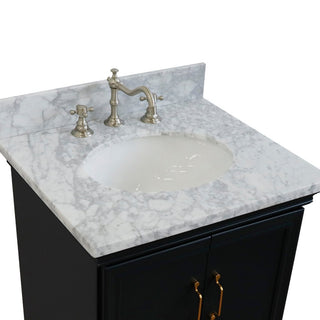 25" Single Vanity, Dark Gray Finish With White Carrara  And Oval Sink