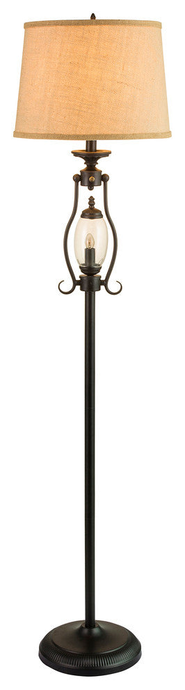 Fangio Lighting 60" Black Metal and Glass Floor Lamp With Night Light