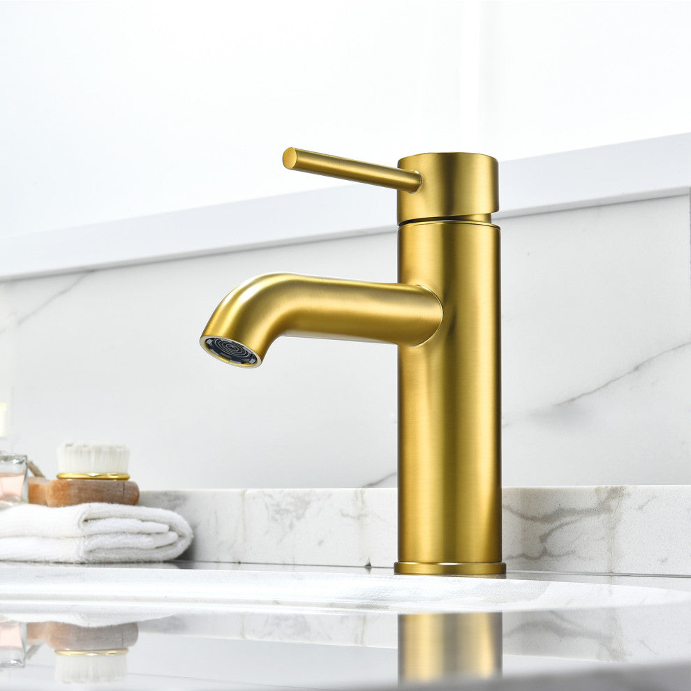 Tubize Single Hole Single-Handle Bathroom Faucet, Brushed Gold