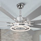 72" Large Ceiling Wood Blade Fan w LED Lights and Remote, Chrome