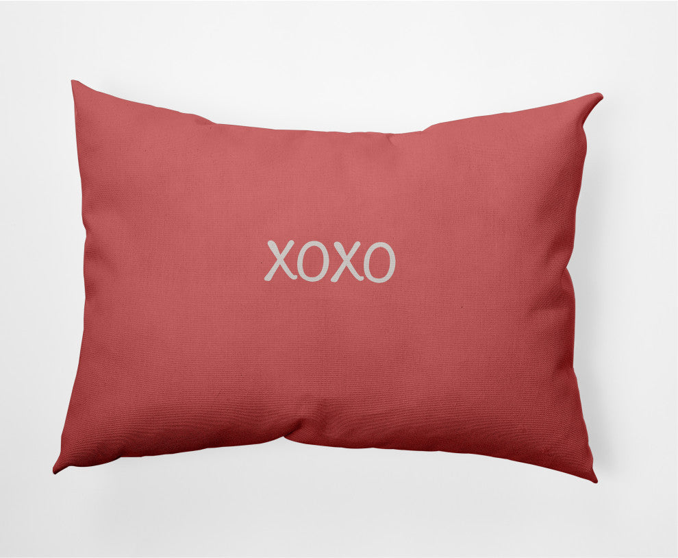 XOXO Valentines Decorative Lumbar Pillow, Coral, 14x20"