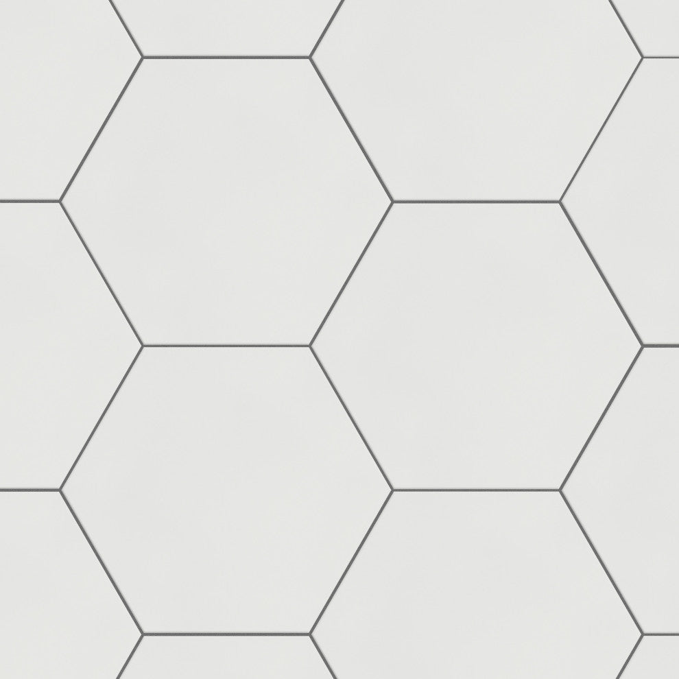 Textile Hex Porcelain Floor and Wall Tile, White