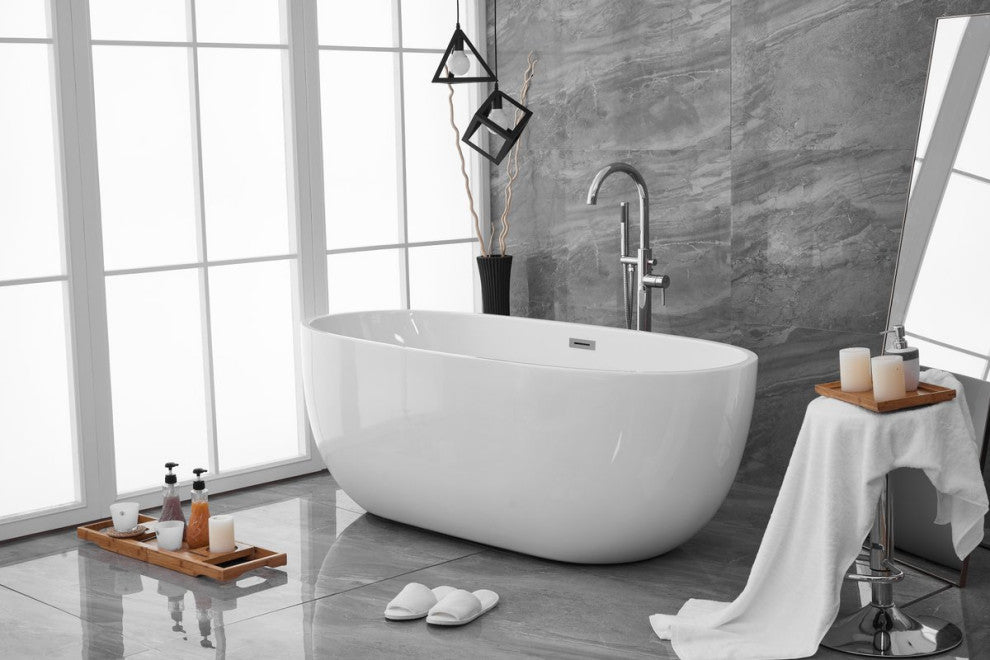 Aaron 67" Soaking Roll Top Bathtub, Glossy White