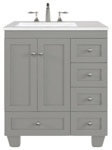 Eviva Acclaim 28" Transitional Bathroom Vanity w/ White Carrara Top, Grey