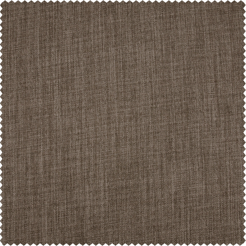 Faux Linen Grommet Room Darkening Curtain Single Panel, Dutch Cocoa, 50w X 120l