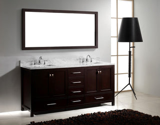 Caroline Avenue 72" Double Bathroom Vanity Set Espresso, Marble Top
