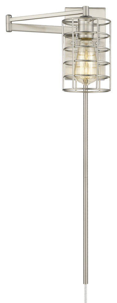 Industrial Silver Metal Wall Sconce