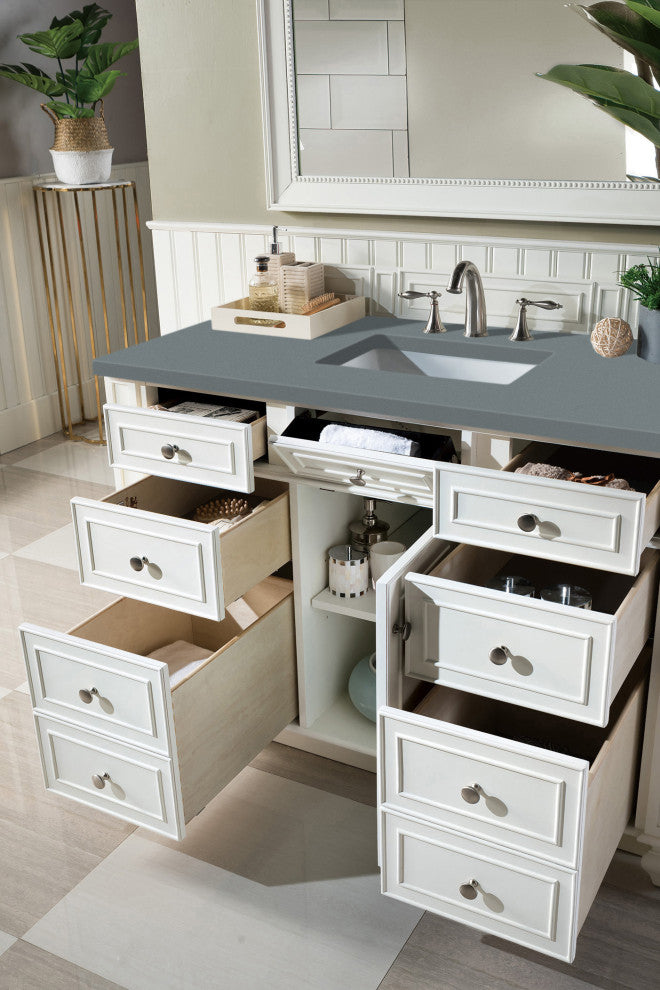 James Martin 157-V48-BW-3CBL Bristol 48" Single Vanity Bright White Quartz Top