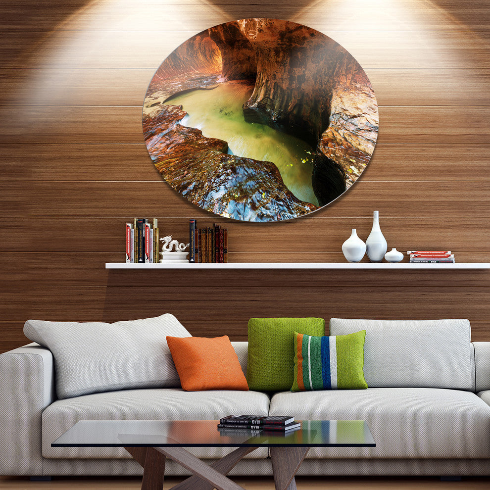 Narrows In Zion National Park Utah, Landscape Disc Metal Wall Art, 36"