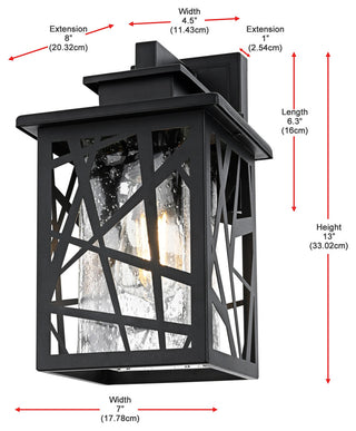 Home Living 7" Outdoor Wall Sconce, Black