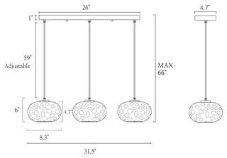 LNC Chrysaorican 3-Light Modern Iridescent Globe Glass Kitchen Island Light