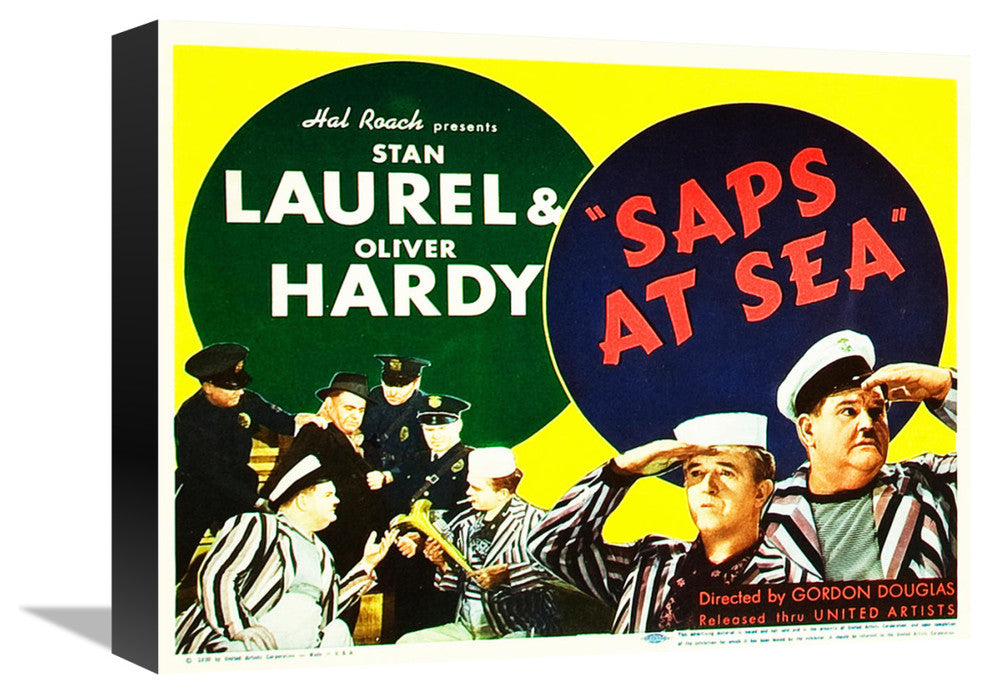 "Laurel & Hardy - Saps At Sea, 1940" Canvas Giclee, 16"x12"