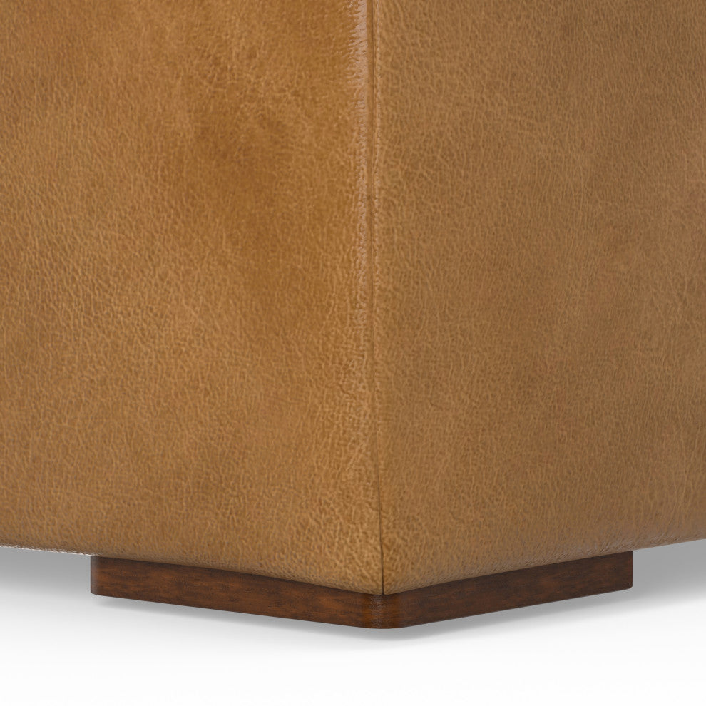 Rex Ottoman in Genuine Leather , Fully Assembled