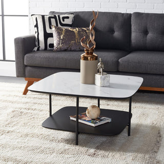 Safavieh Anzia Coffee Table, White Marble/Black