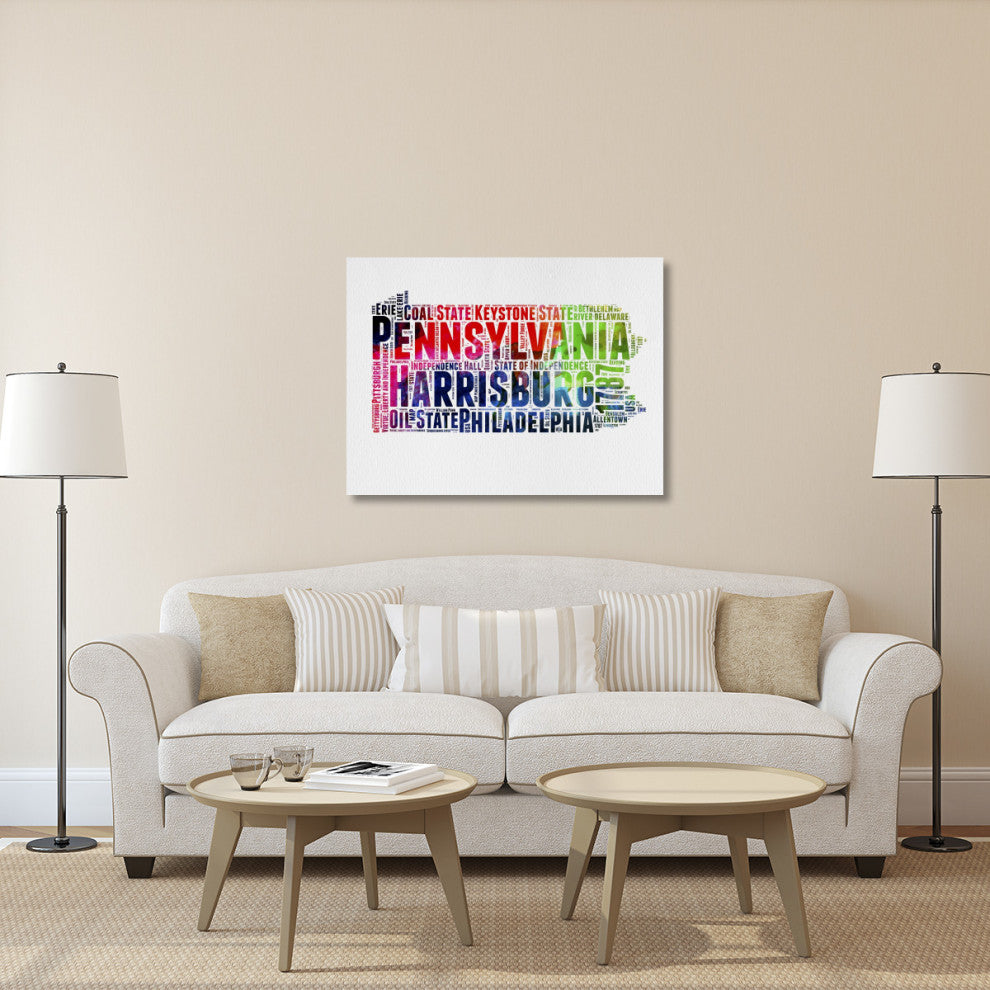 "Pennsylvania Watercolor Word Cloud" Fine Art Print