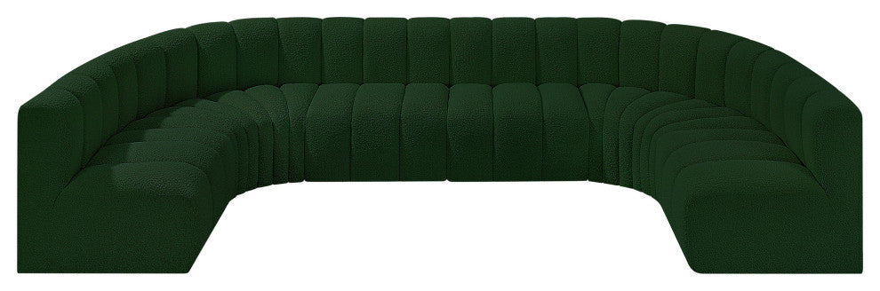 Arc Boucle Fabric Upholstered 8-Pc. U-Shaped Modular Sectional, Green